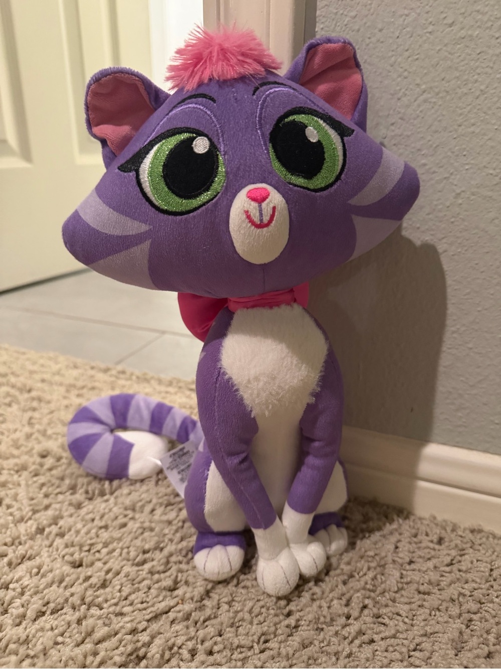 Disney Store Puppy Dog Pals Hissy Cat Plush 11” Purple Pink Bow Green Eyes
